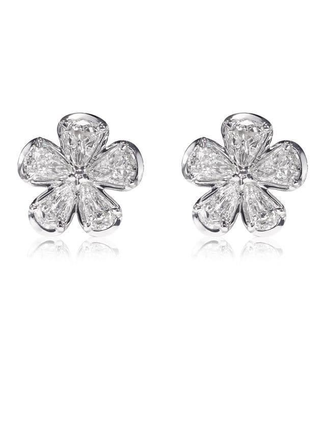 Lab-Grown Crisscut Pear shape lab grown Flower Earrings