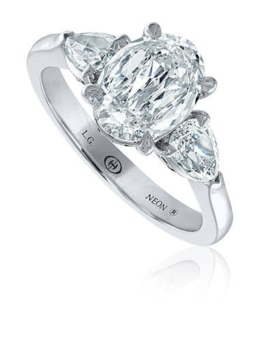 Lab-Grown Crisscut oval lab grown diamond engagement ring with fancy sides