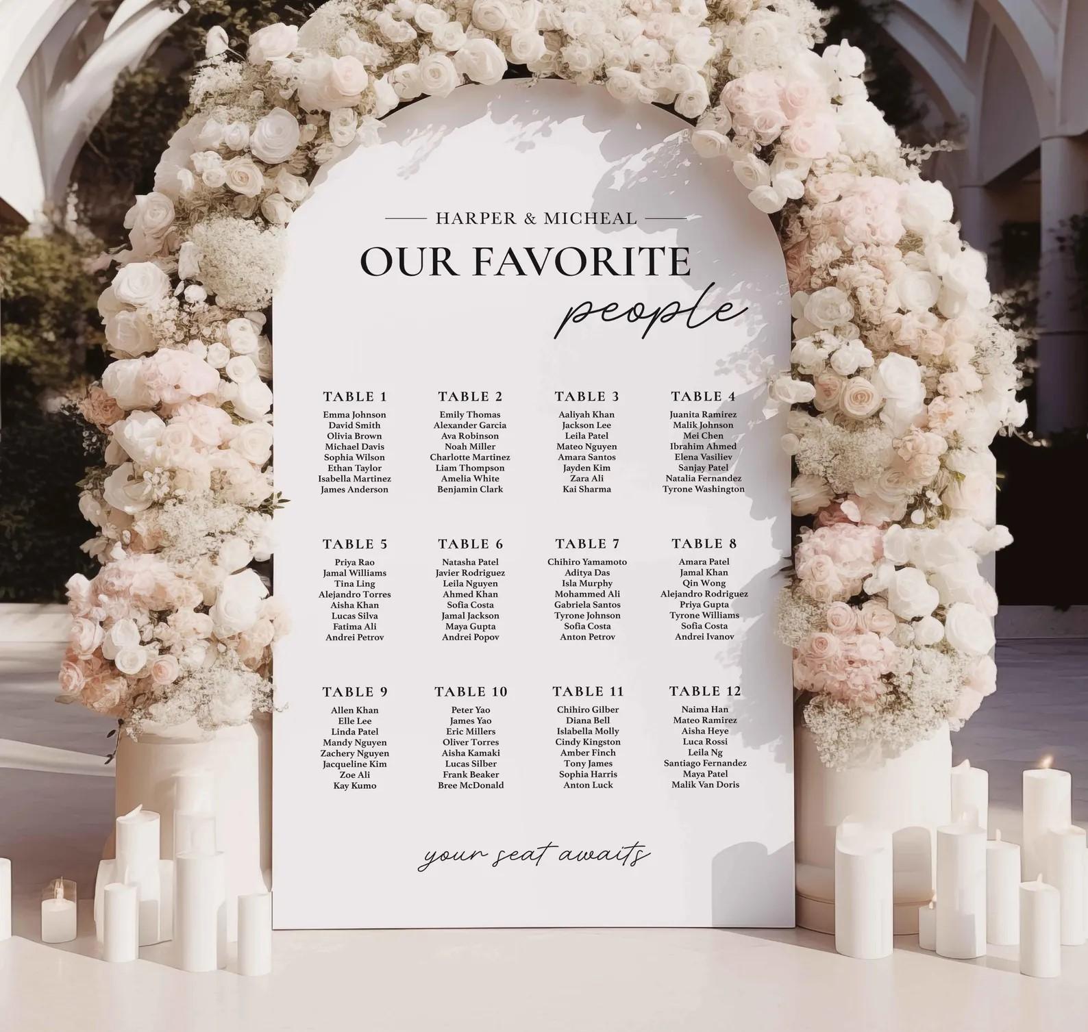 Wedding Seating Chart Acrylic Sign