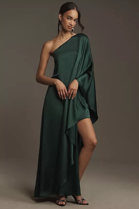 Tiana One-Shoulder Satin Maxi Dress