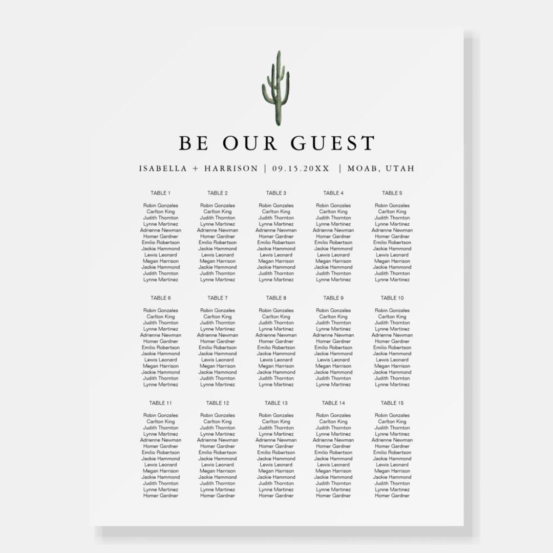 Modern Bohemian Cactus Wedding Seating Foam Board