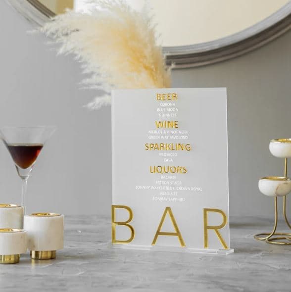 Frosted Acrylic Wedding Bar Sign