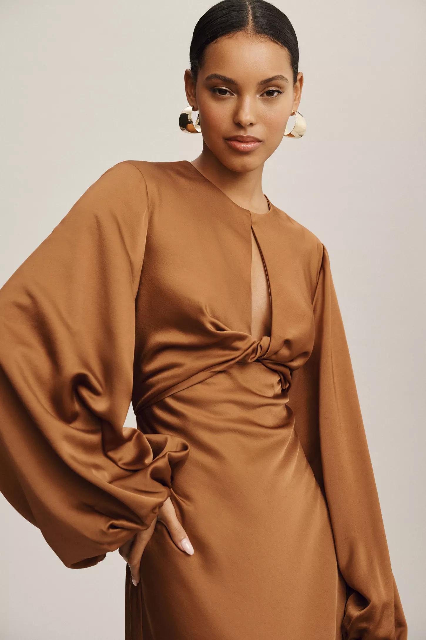 Significant Other Demi Backless Long-Sleeve Column Gown