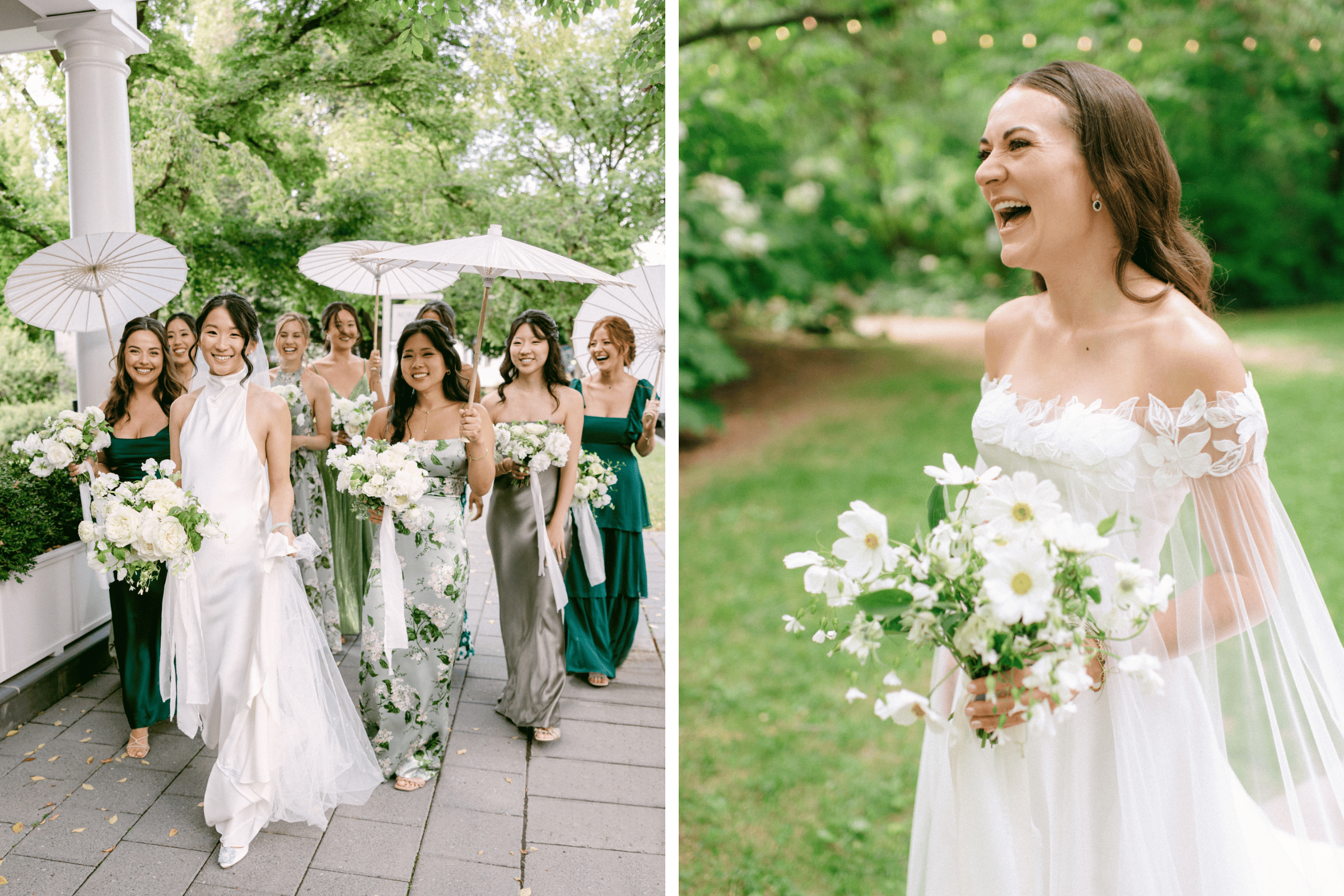 Photos by Laura Rose Weddings (Left) Jenn Blackburn (Right) | Styling by My Wedding Wardrobe