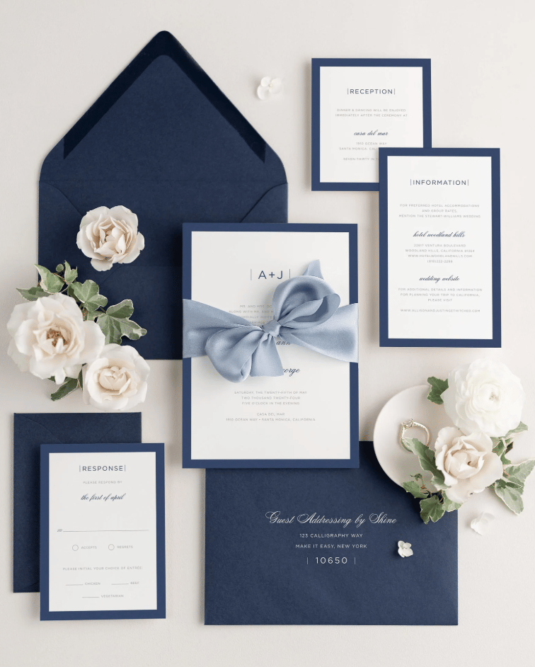 Navy Blue Wedding Invitation