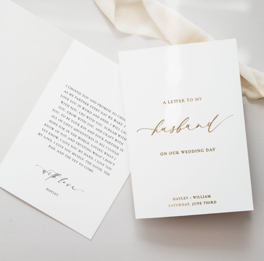 Ellesmere Letter To My Husband Wedding Day Foil Card