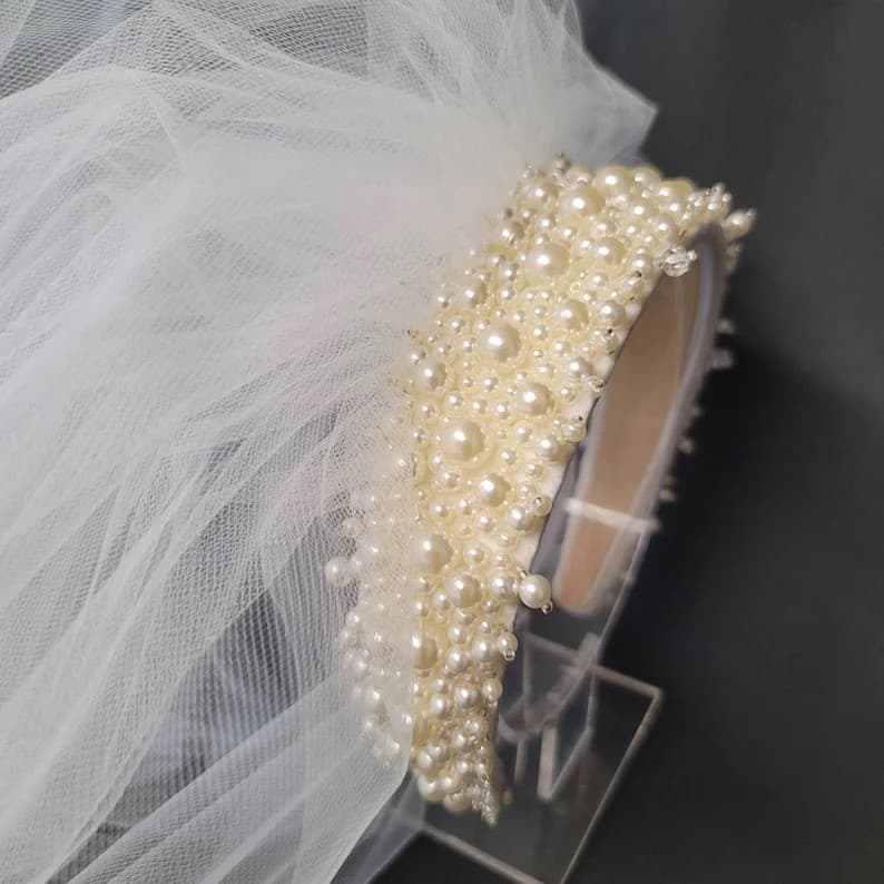 Pearl Beaded Wide Handband