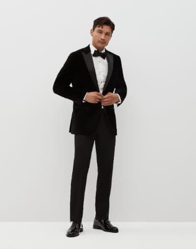 Men's Black Velvet Peak Lapel Tuxedo