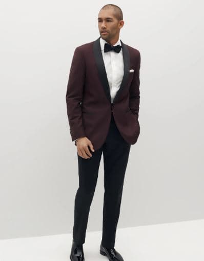 Men's Burgundy Shawl Lapel Tuxedo