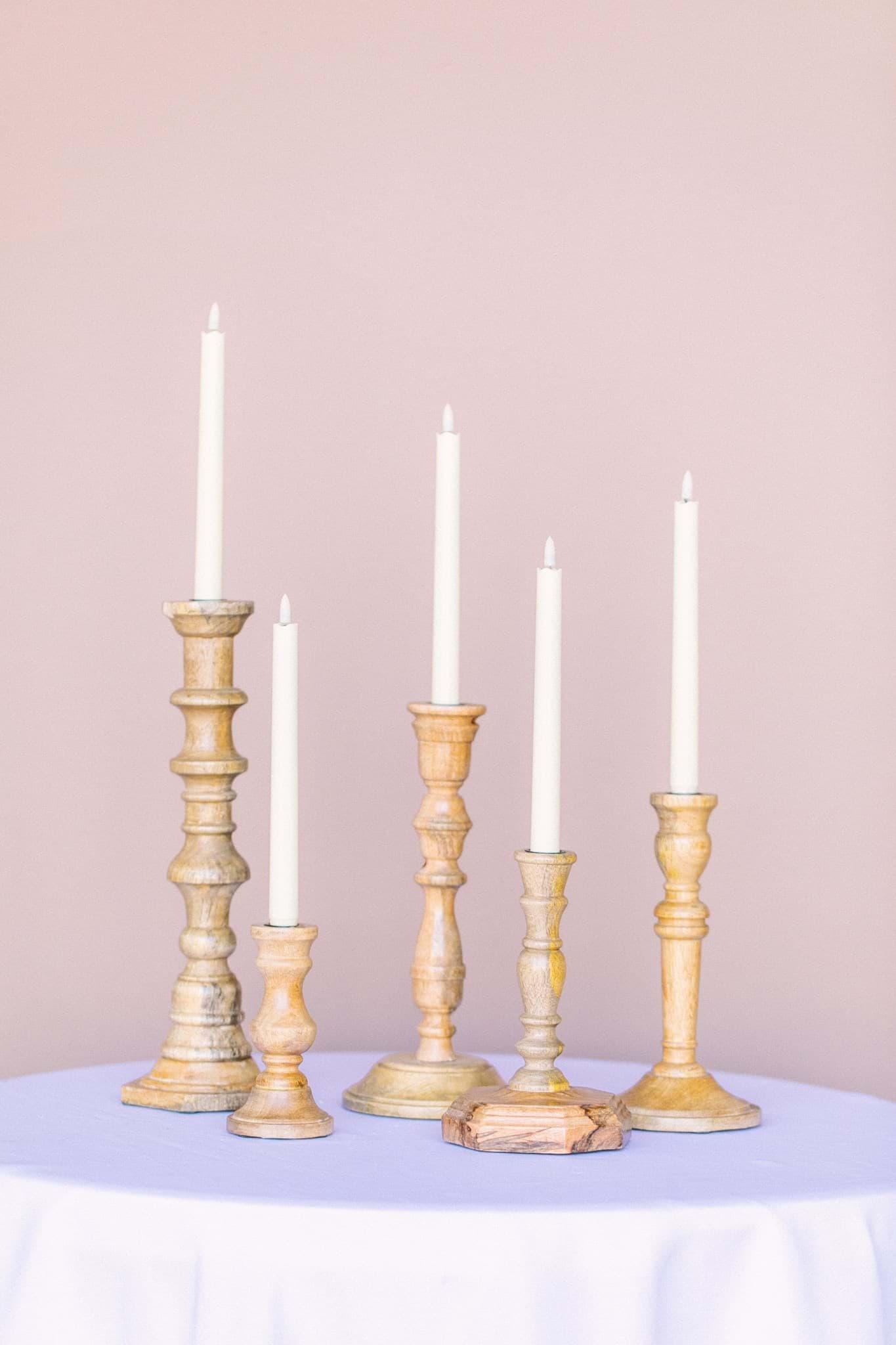 Wooden Candlesticks (Set of 5)