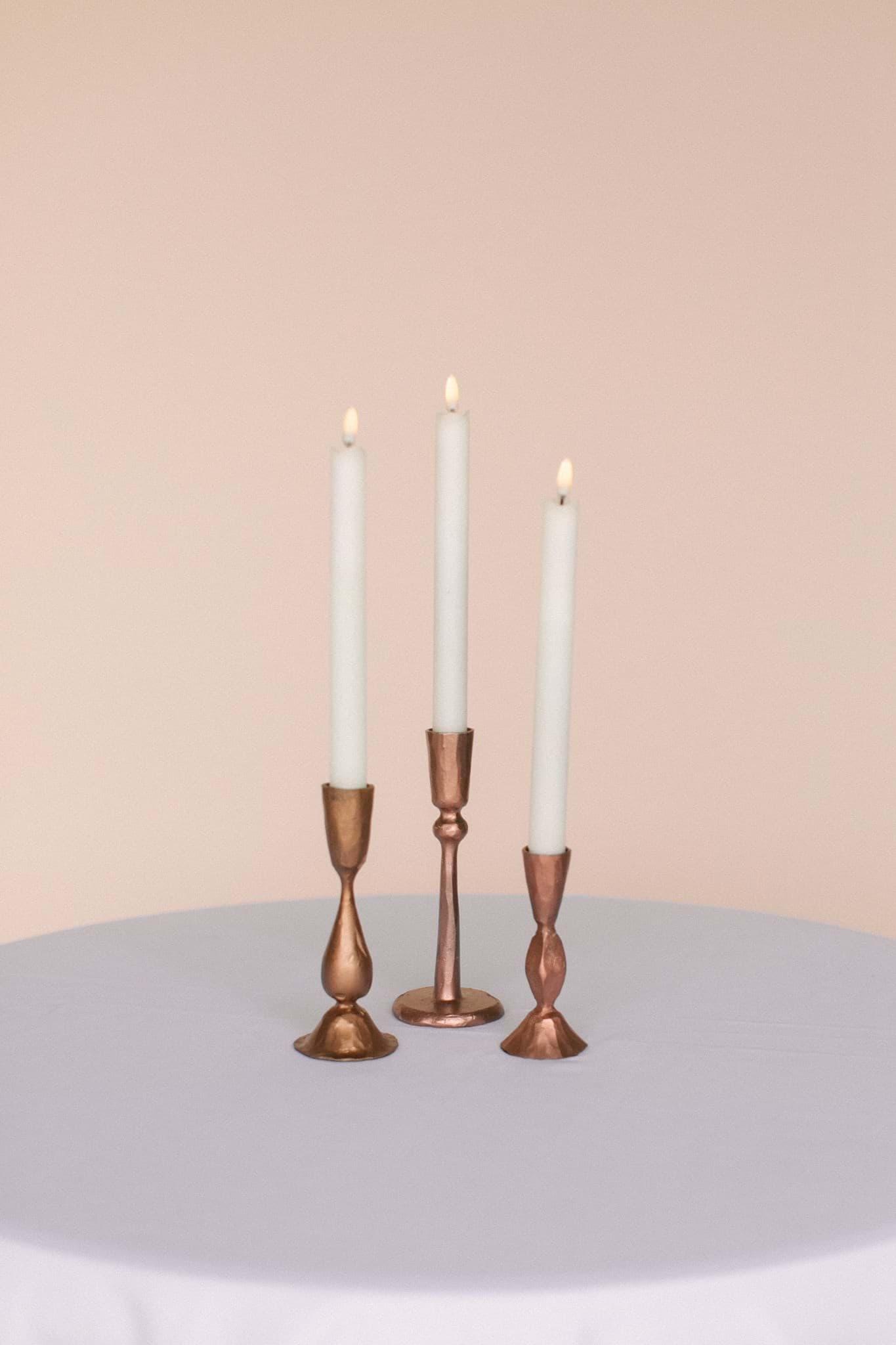 Antique Copper Candlesticks Set of 3