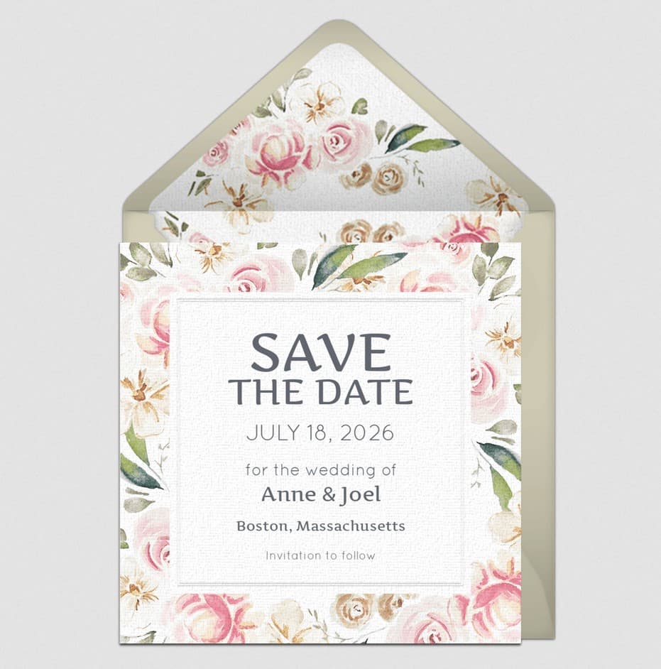 Rose Blooms Save the Date
