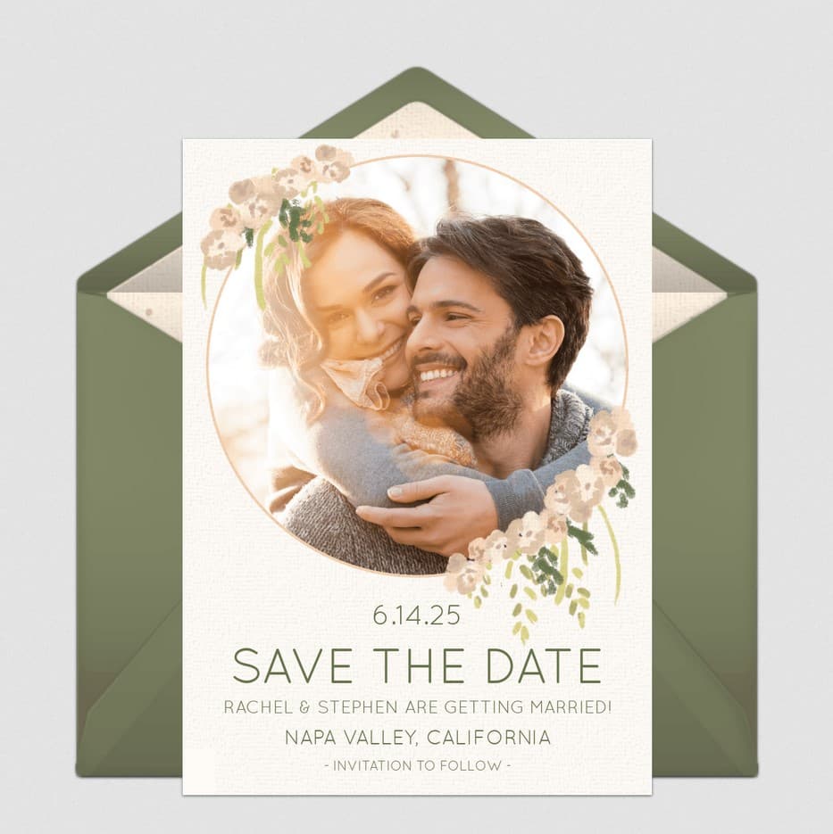 Draped Flowers Save the Date