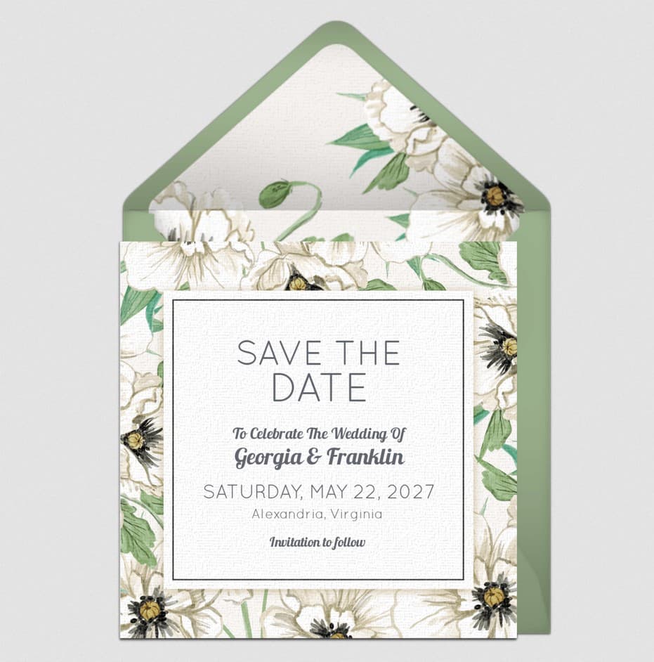White Floral Save the Date