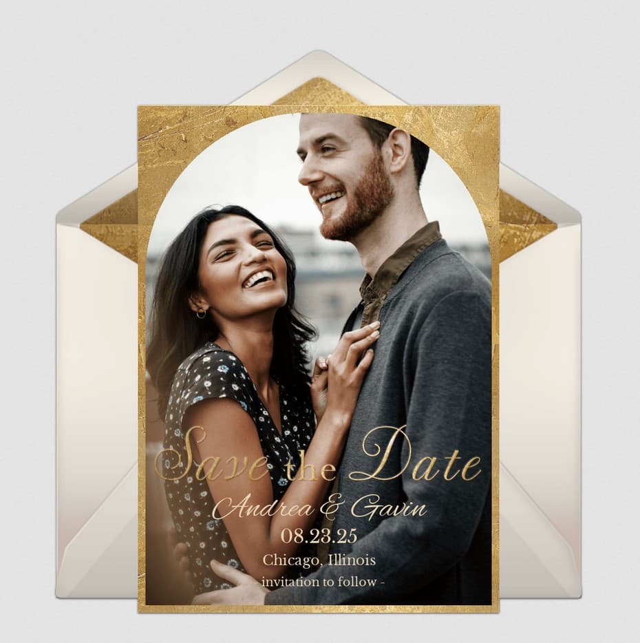 Arch Photo Save the Date (Gold)