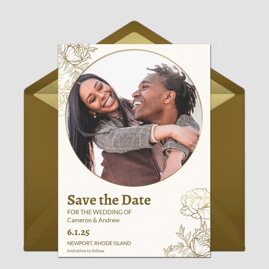 Floral Line Save the Date