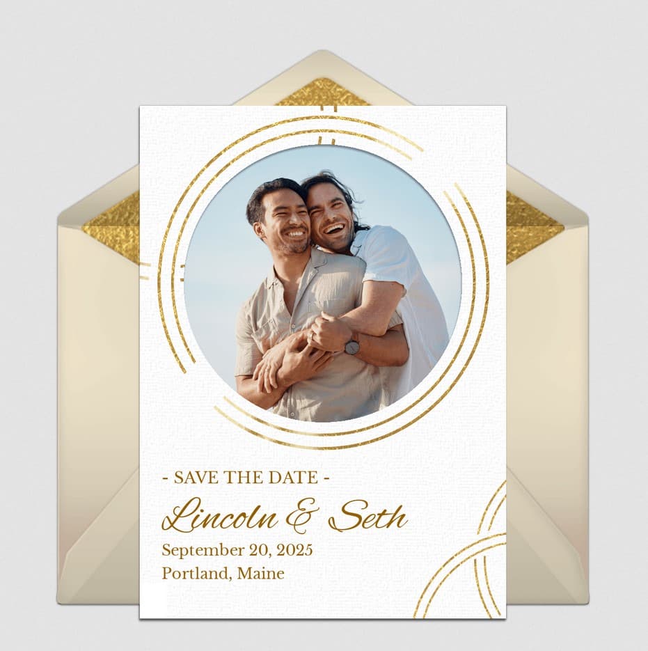 Gold Photo Circles Save the Date