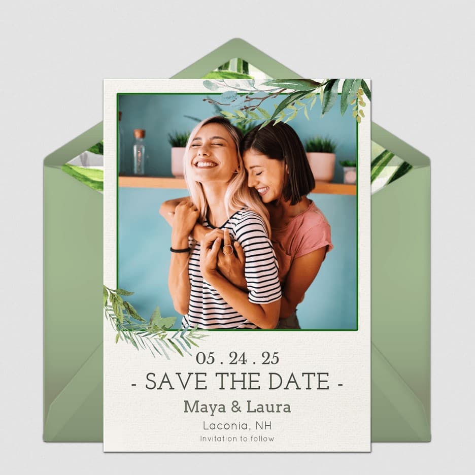 Spring Greenery Save the Date