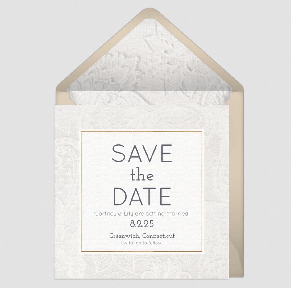 Floral Embossing Save the Date