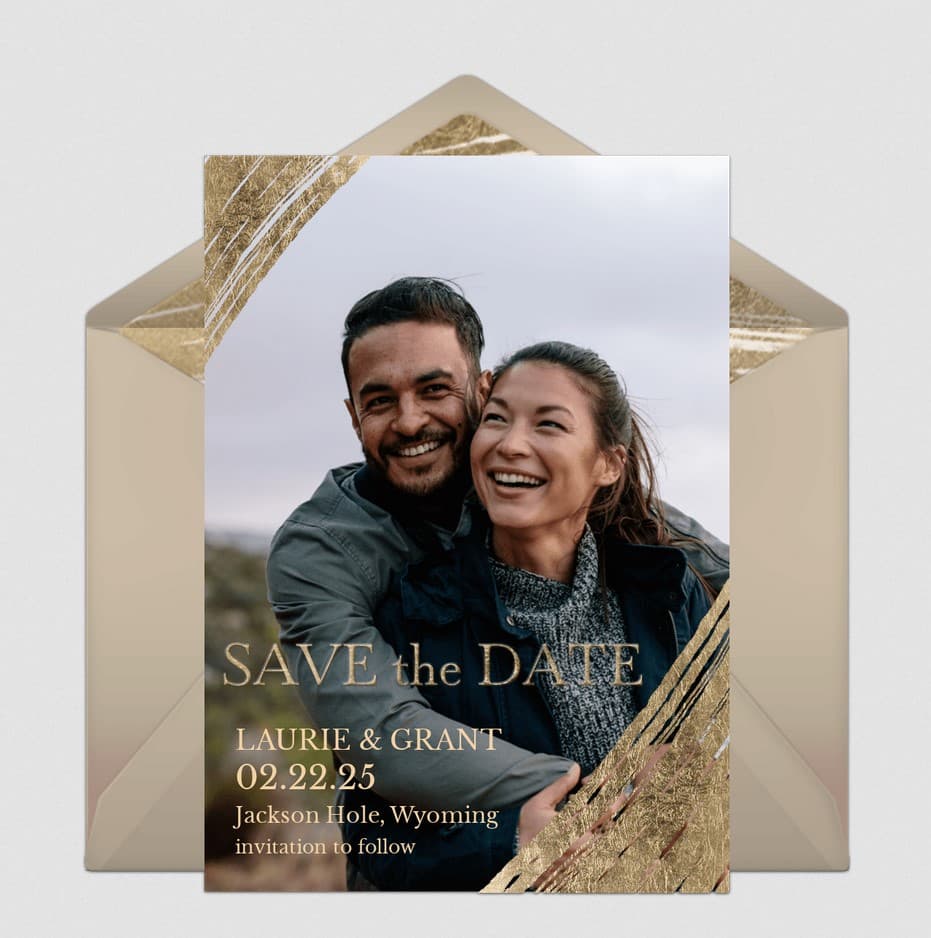 Gold Brush Photo Save the Date