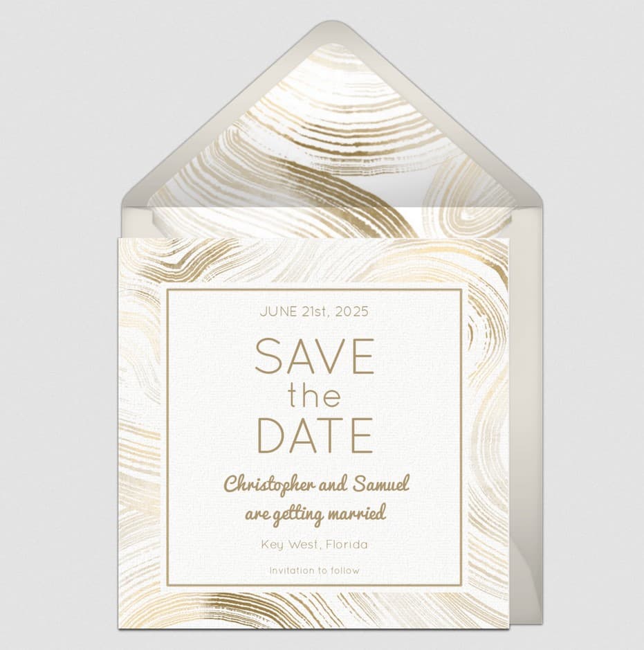 Block Print Save the Date (Gold)