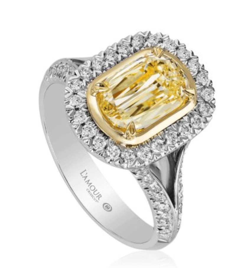 Christopher Designs L’Amour Crisscut Yellow Diamond Engagement Ring