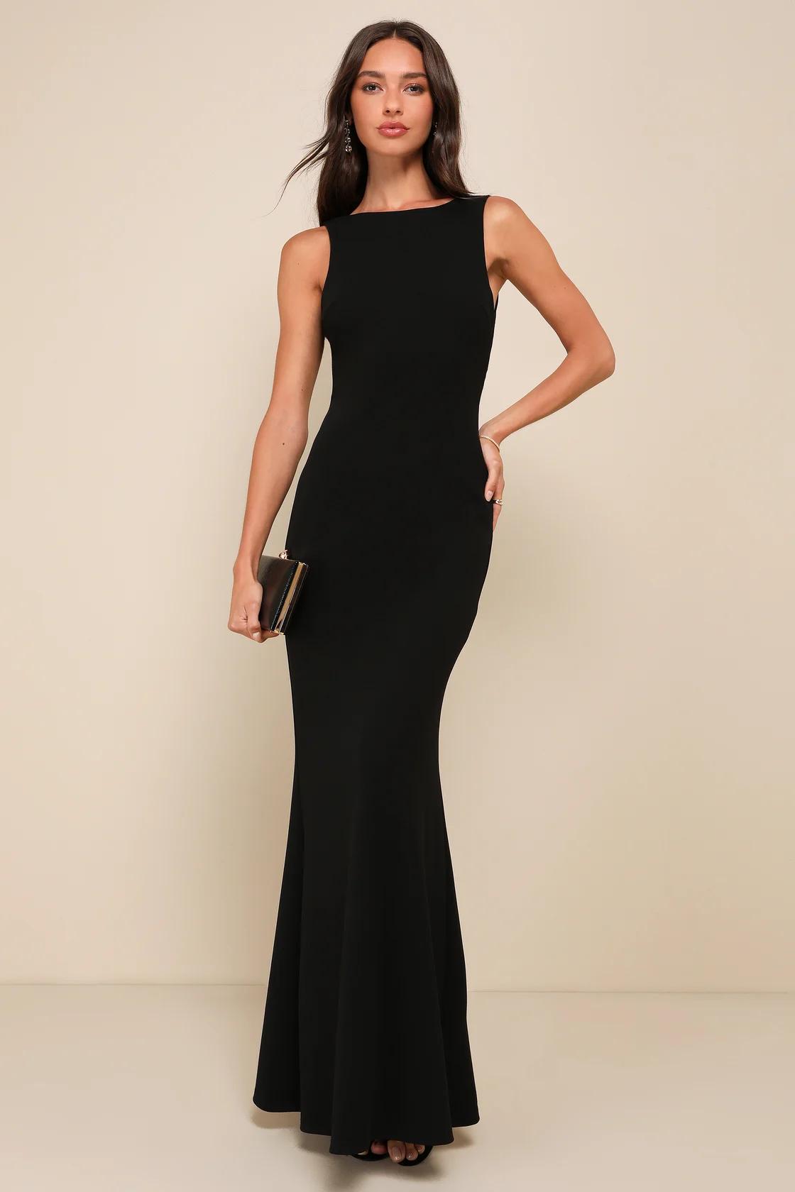 Love In Your Eyes Black Knotted Mermaid Maxi Dress