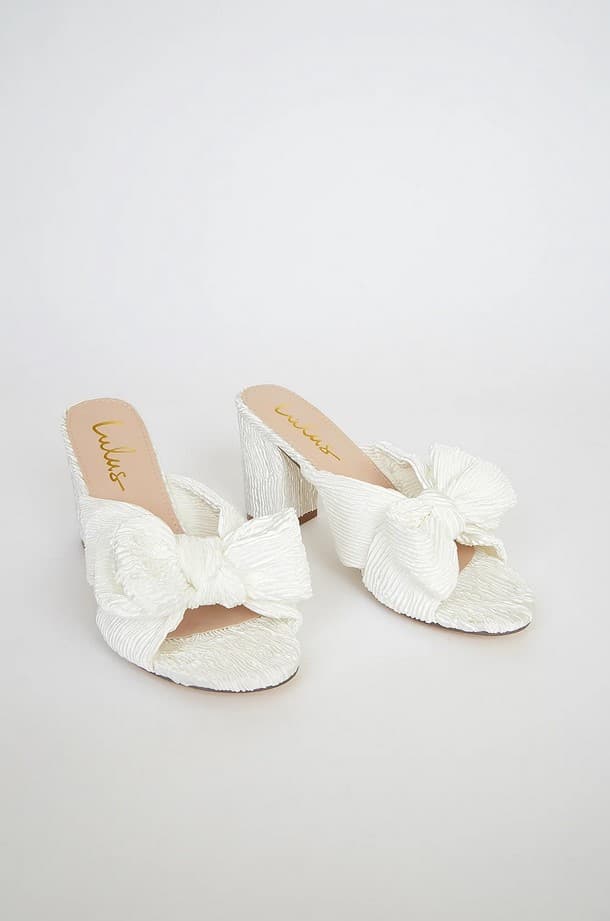 Dorothea Ivory Knotted High Heel Sandal Heels