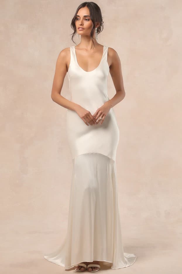 Love All Of Me Champagne Satin Maxi Dress