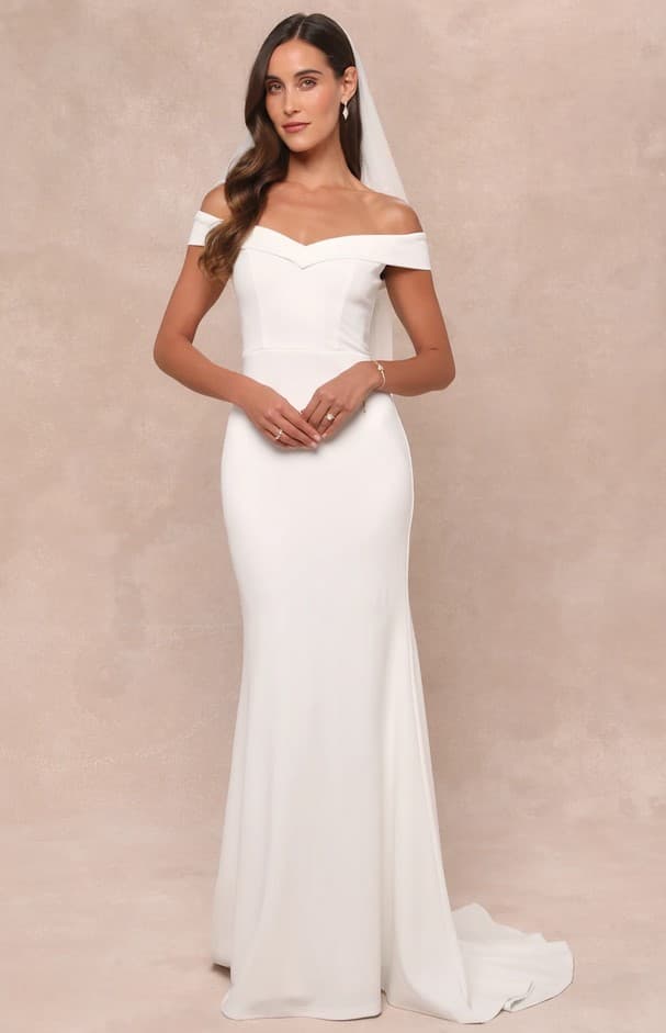 Arienne White Off-The-Shoulder Mermaid Maxi Dress