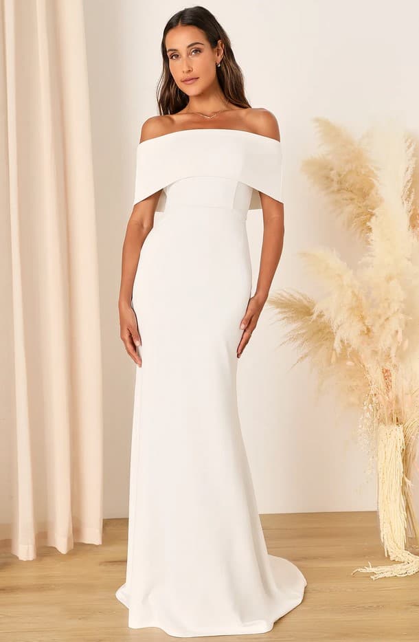 Exceptional Romance White Off-The-Shoulder Mermaid Maxi Dress