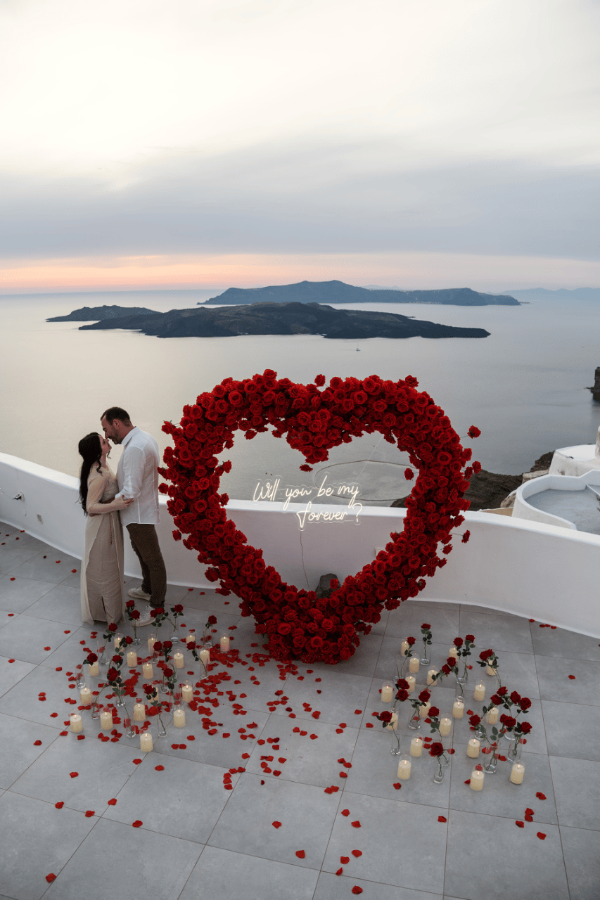 Intimate Sunset Proposal at Santa Irini
