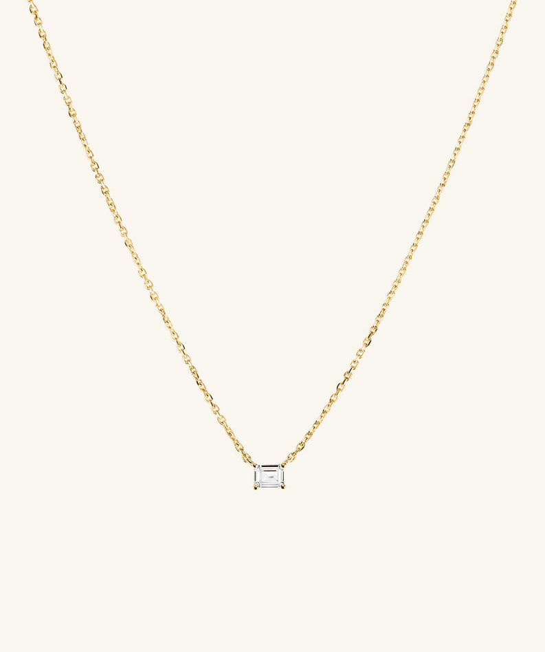Lab Grown Sapphire Baguette Necklace