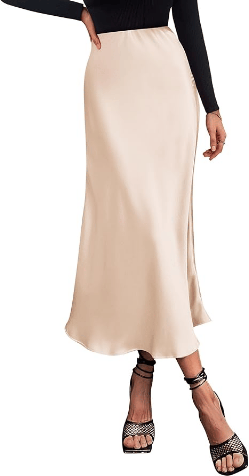 Womens Long Satin Skirt
