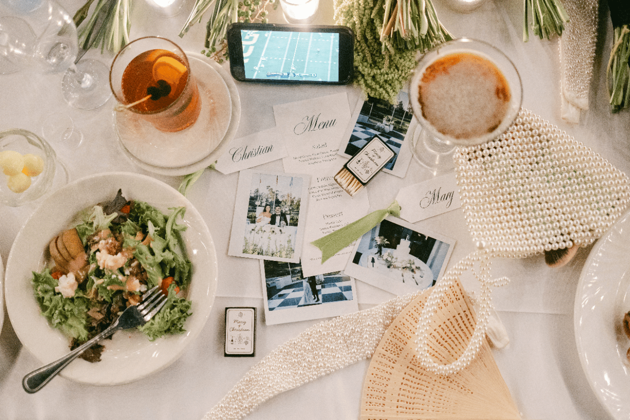 The football gamelingering in the background, of all the little details of keepsake form the evening