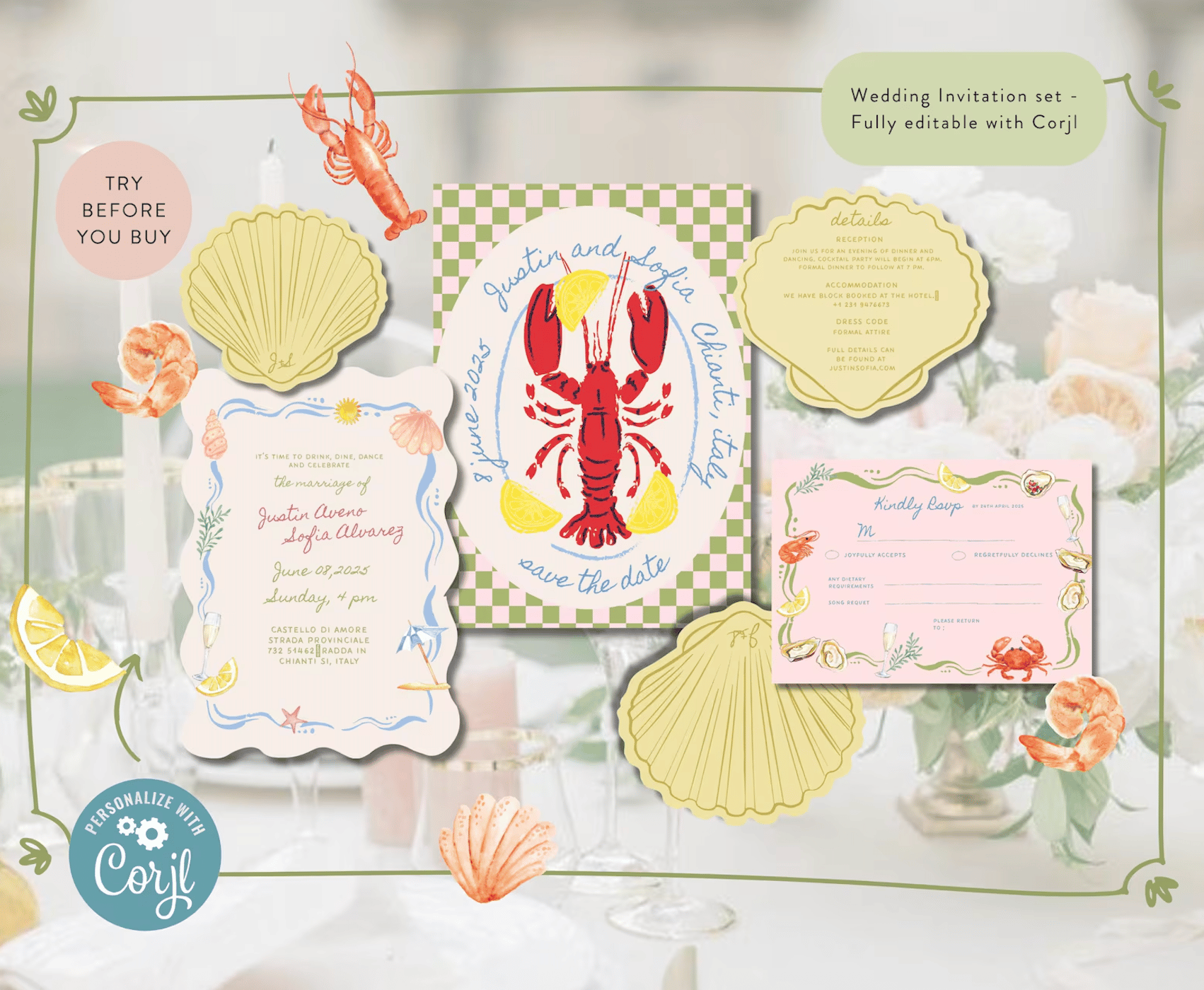 Coastal Wedding Invitation Set