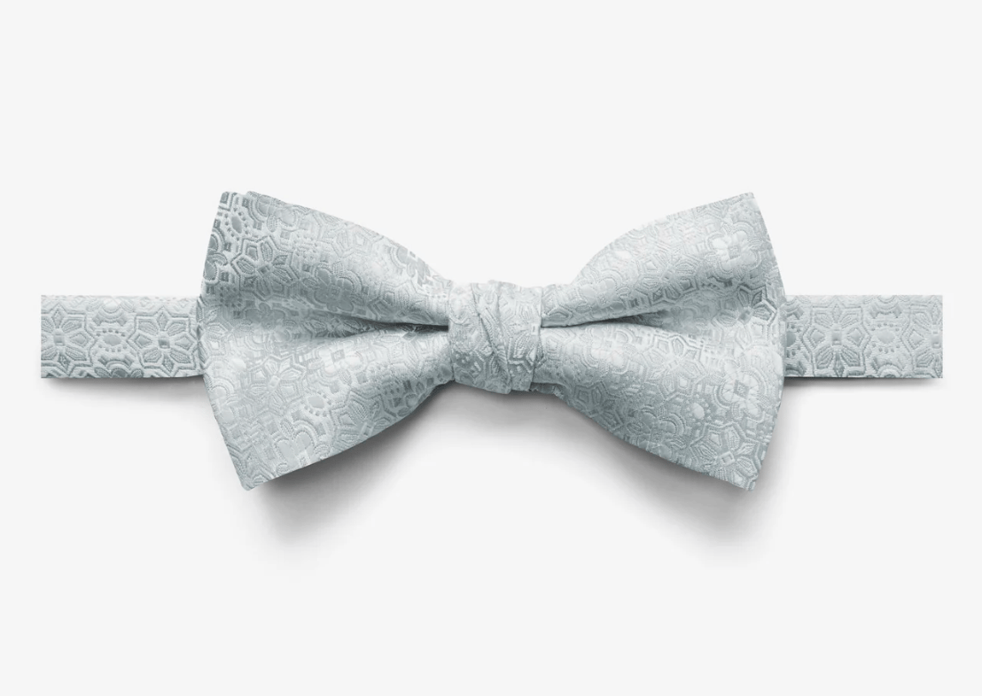 Silver Diamond Floral Bow Tie
