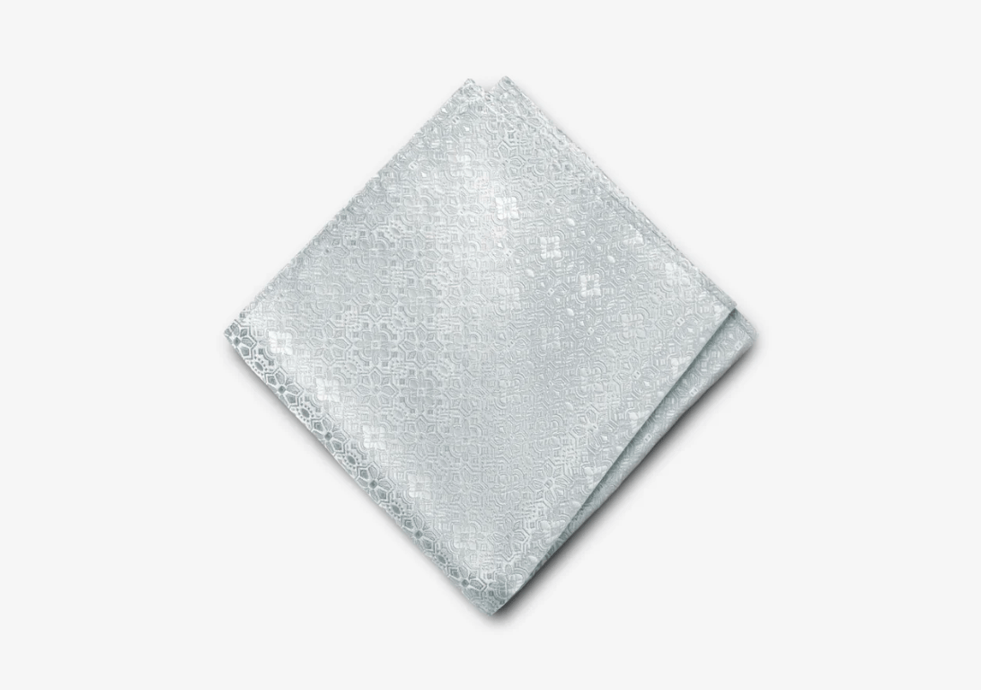 Silver Diamond Floral Pocket Square