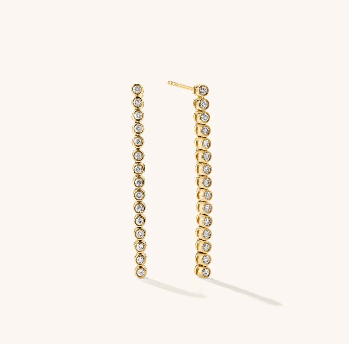 Bezel Lab Grown Diamond Long Tennis Earrings