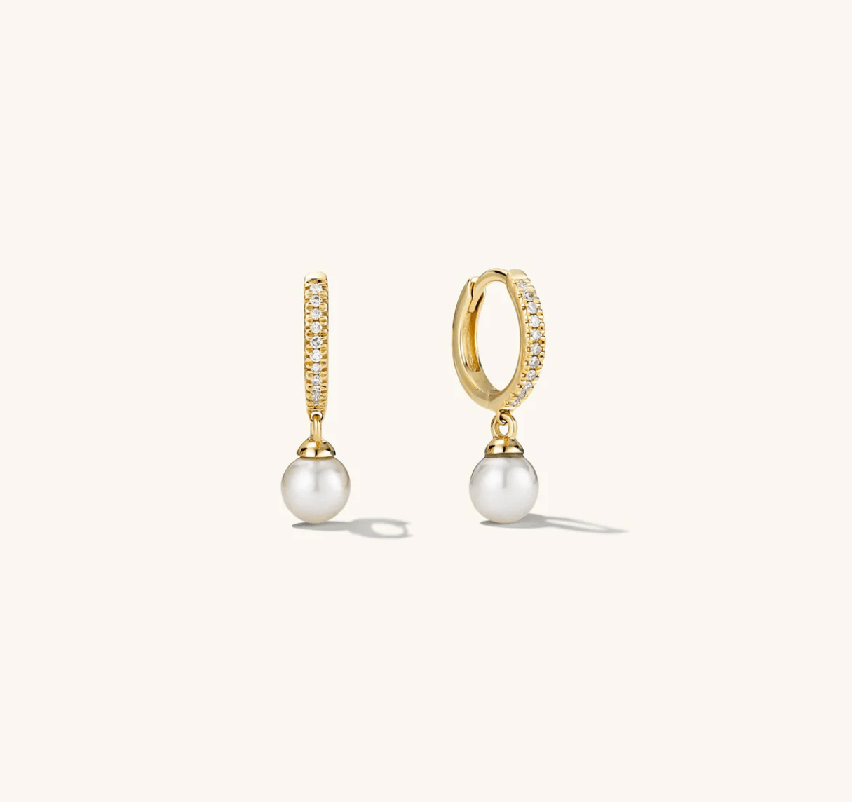 Pavé Diamond Pearl Huggies
