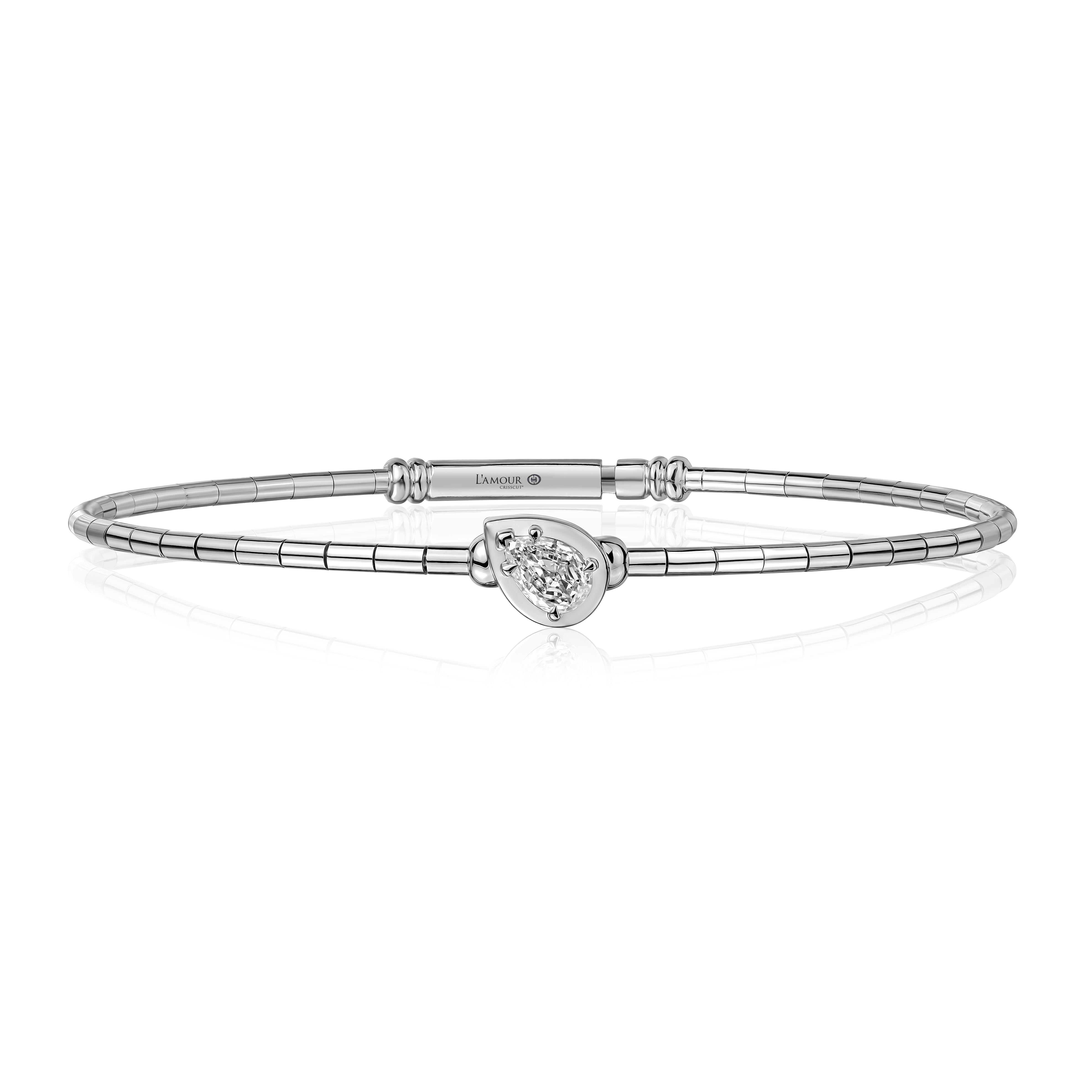 Love Luxe L'Amour Crisscut® Pear-Shape Diamond Cuff Bracelet White Gold