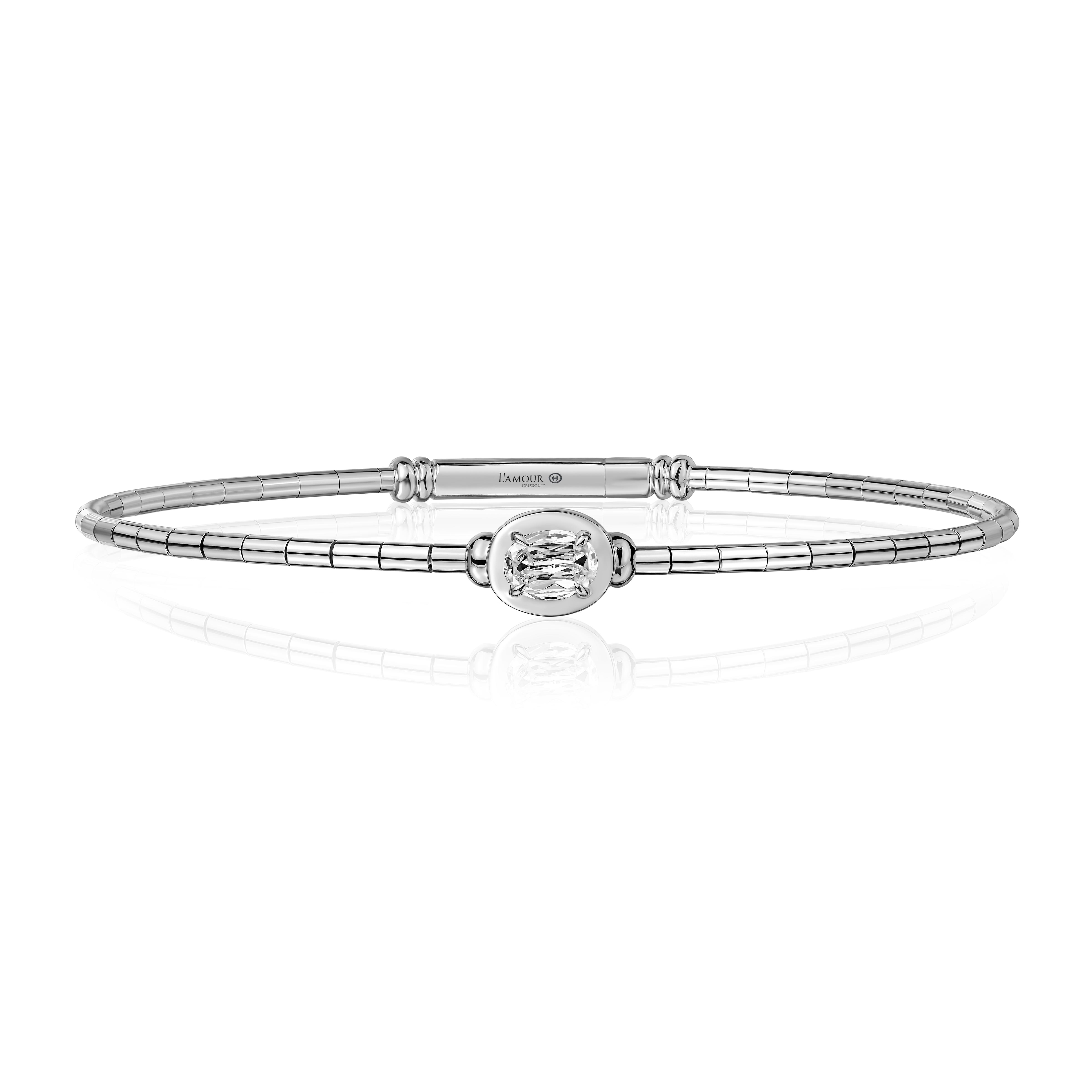 Love Luxe L'Amour Crisscut® Oval Diamond Cuff Bracelet White Gold