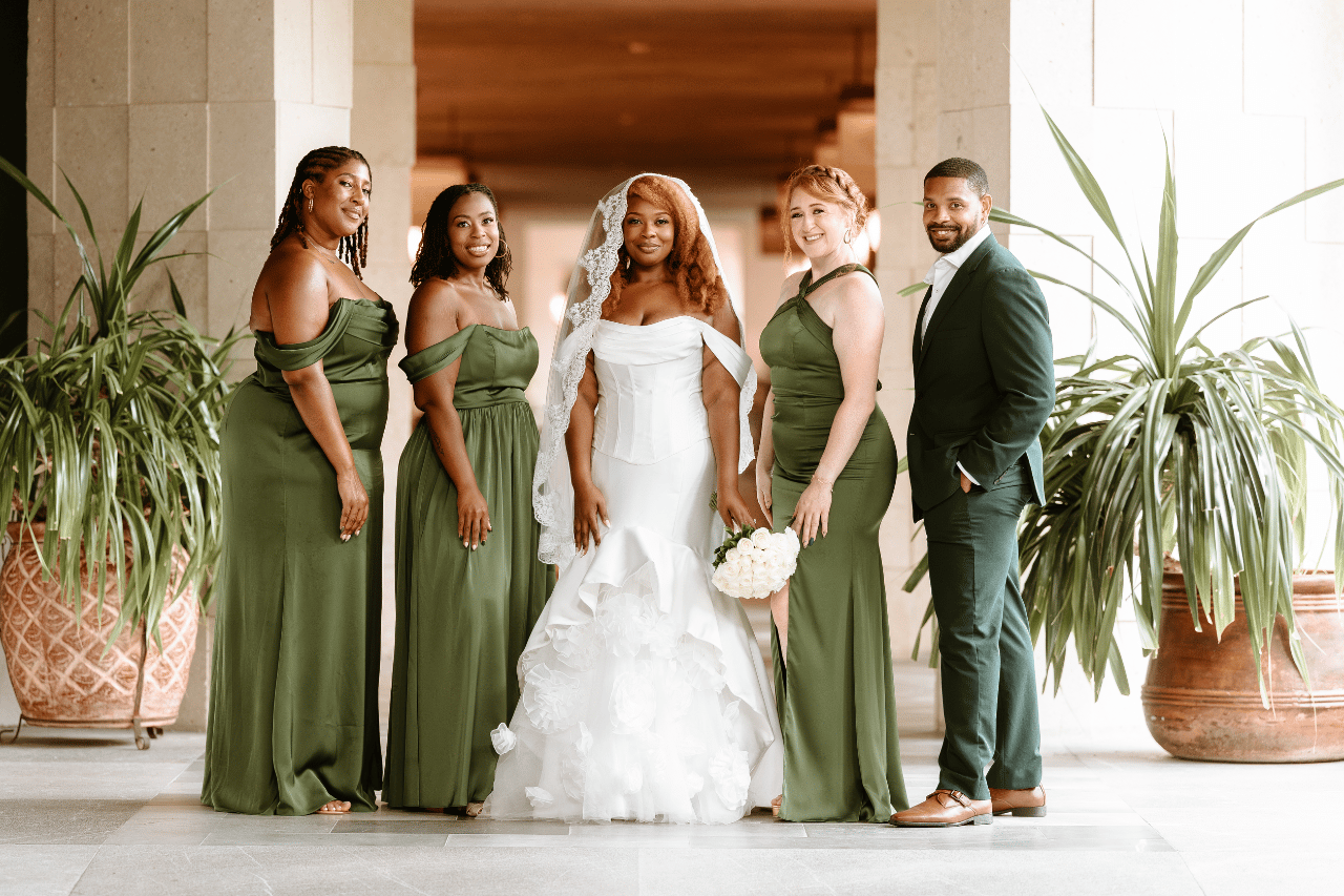 Shannon's crew in a lovely green assortment of dresses