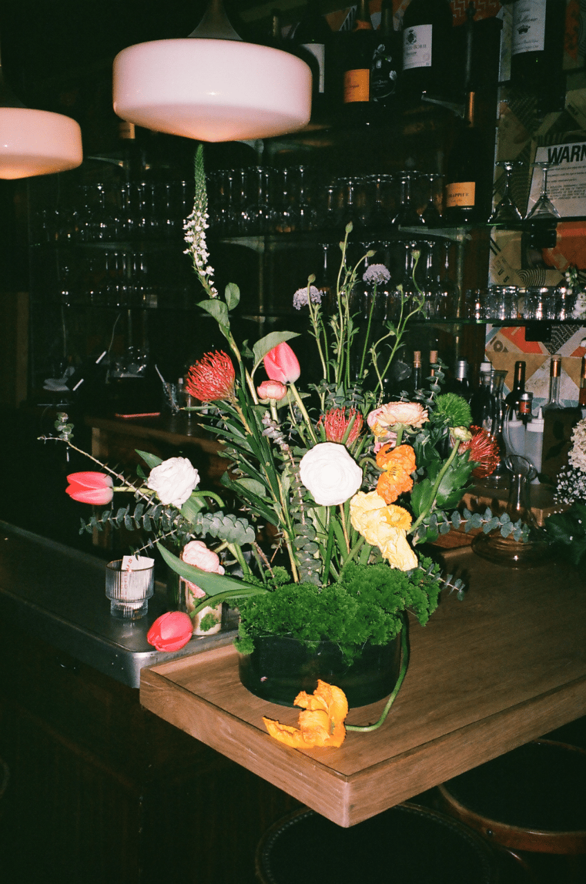 Bar flowers on film