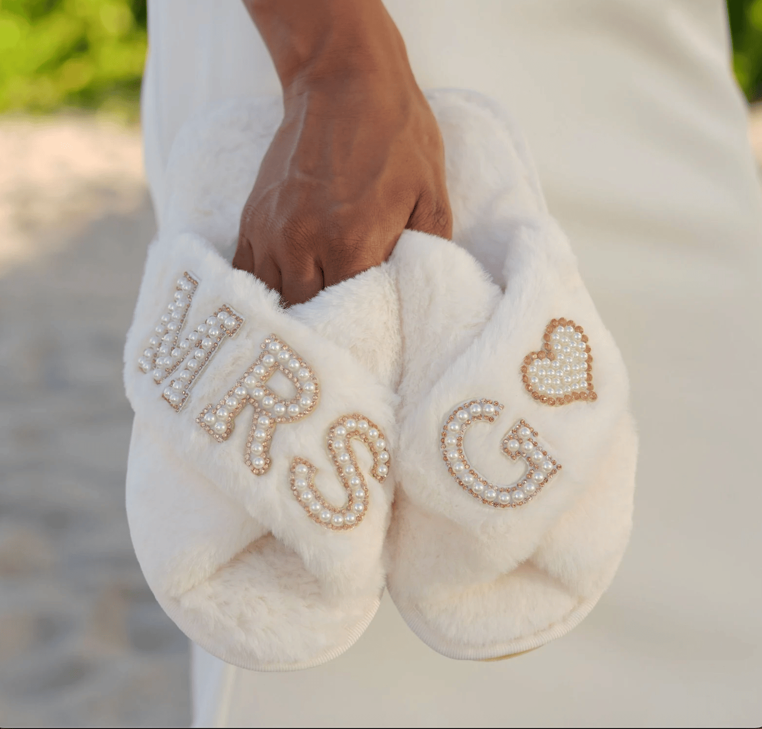 Custom Mrs Bride Slippers: Mrs Fluffy Bridal Shower Gift