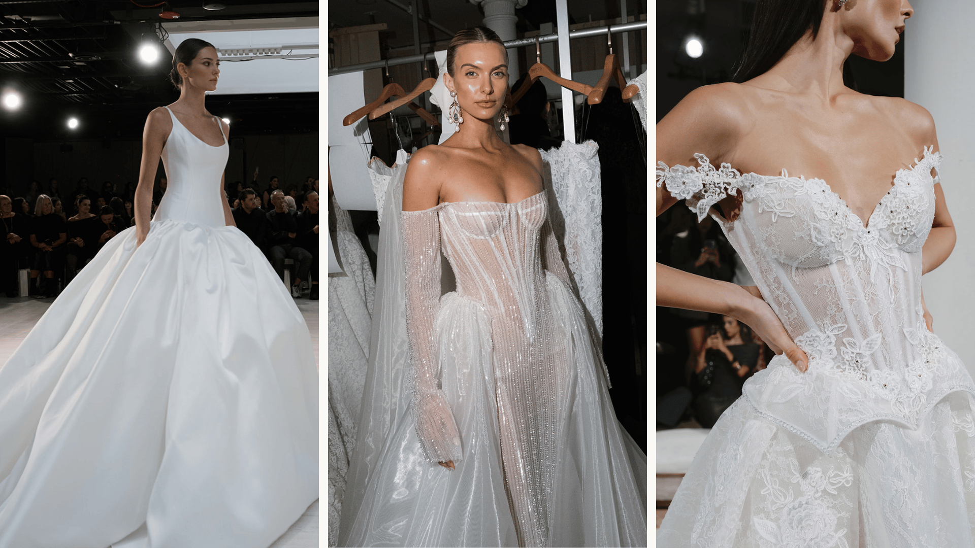 Photos by Alicia Rinka, Designed by Nicole + Felicia (Left), Berta (Middle), Galia Lahav (Right)