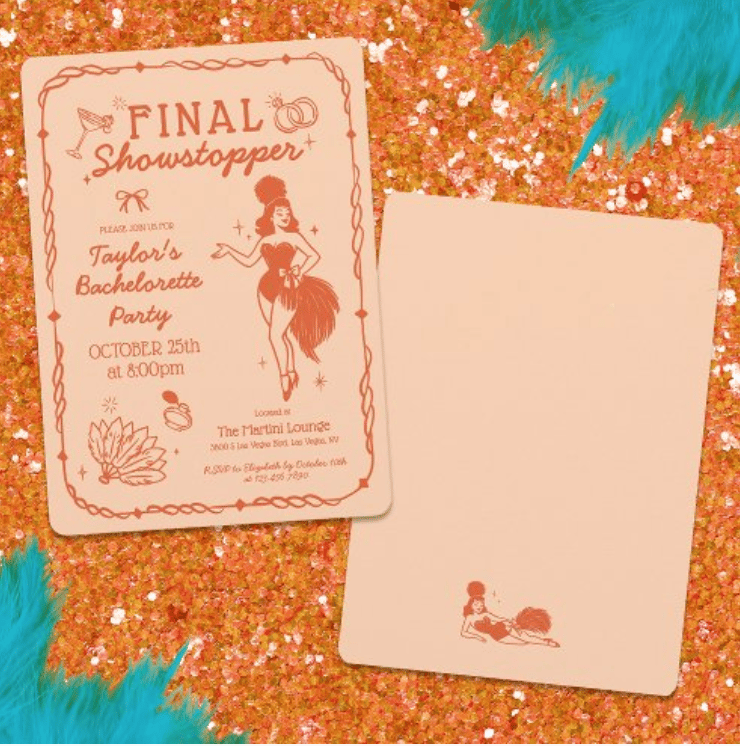 Showgirl Final Showstopper Bachelorette Invitation