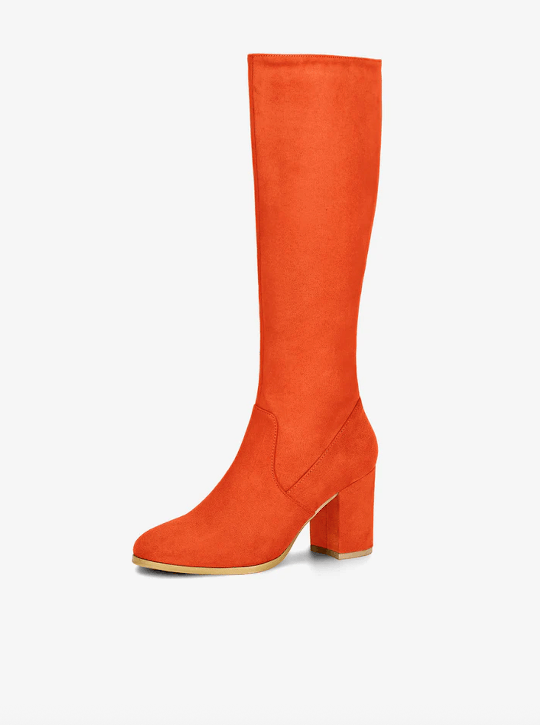 Side Zipper Faux Suede Chunky Heel Knee High Boots