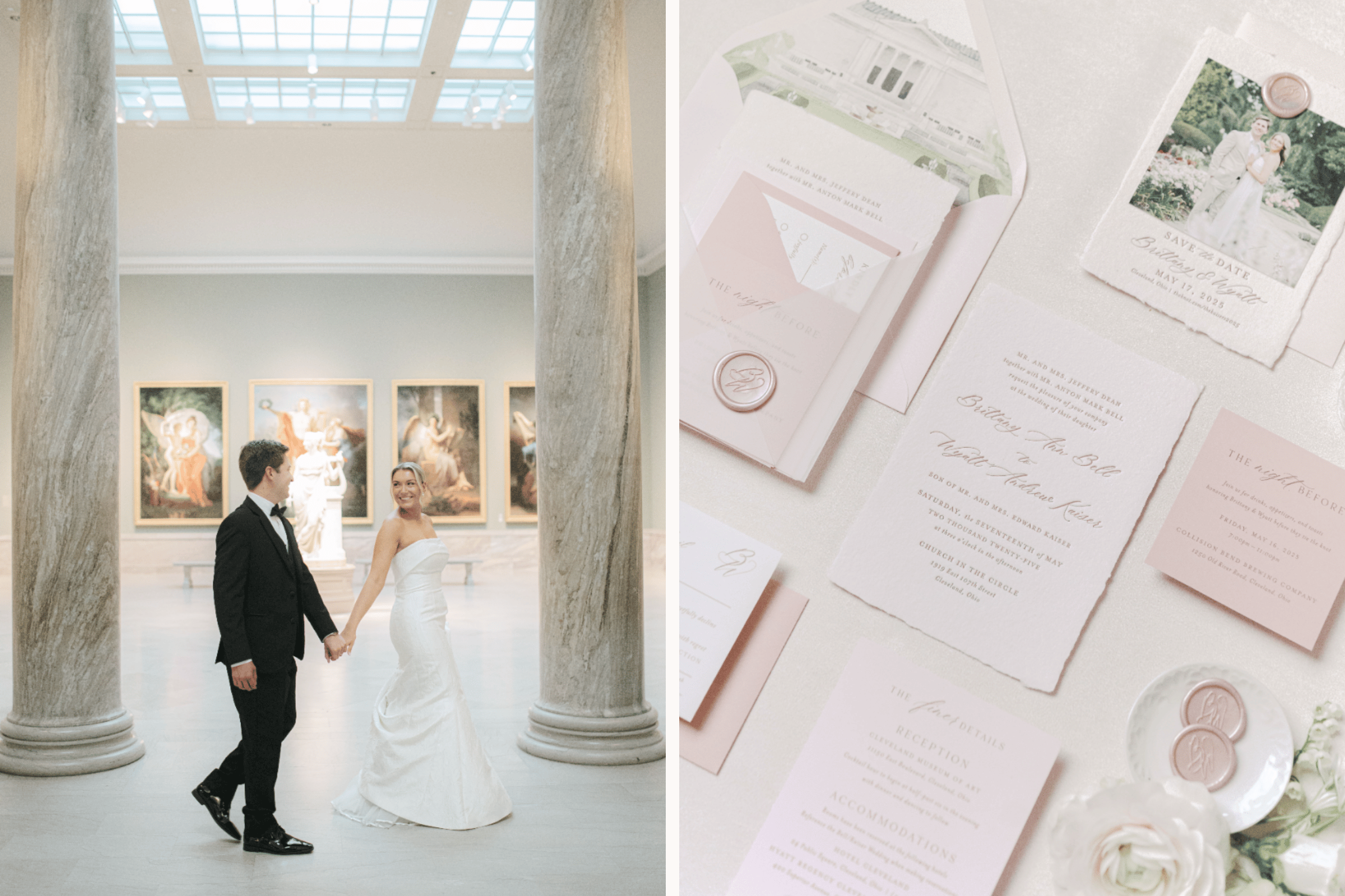 Photos by Kristin Leanne, Featured in A Romantic Spring Wedding at Cleveland Museum of Art