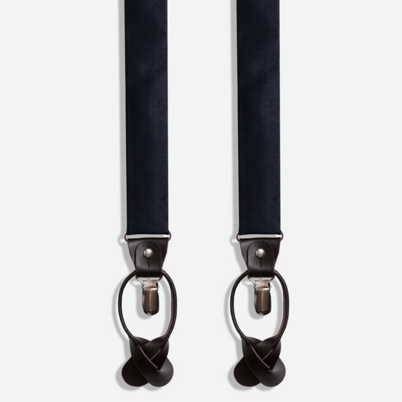 Solid Satin Midnight Navy Suspender